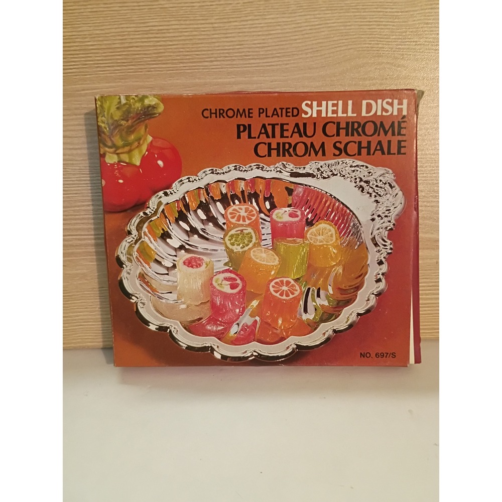 Vintage Chrome Plated Shell Dish‎ Scalloped Candy Trinket Tray No. 697/S Silver